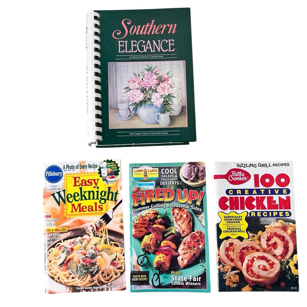 Vintage Cookbooks Southern Elegance Betty‎ Crocker Land Lakes Pillsbury Lot of 4